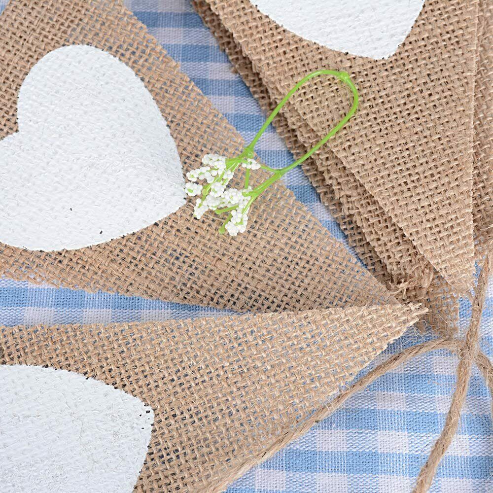 2x 2,8 m Wimpelkette Leinen Wimpelgirlande Jute Wimpel Banner