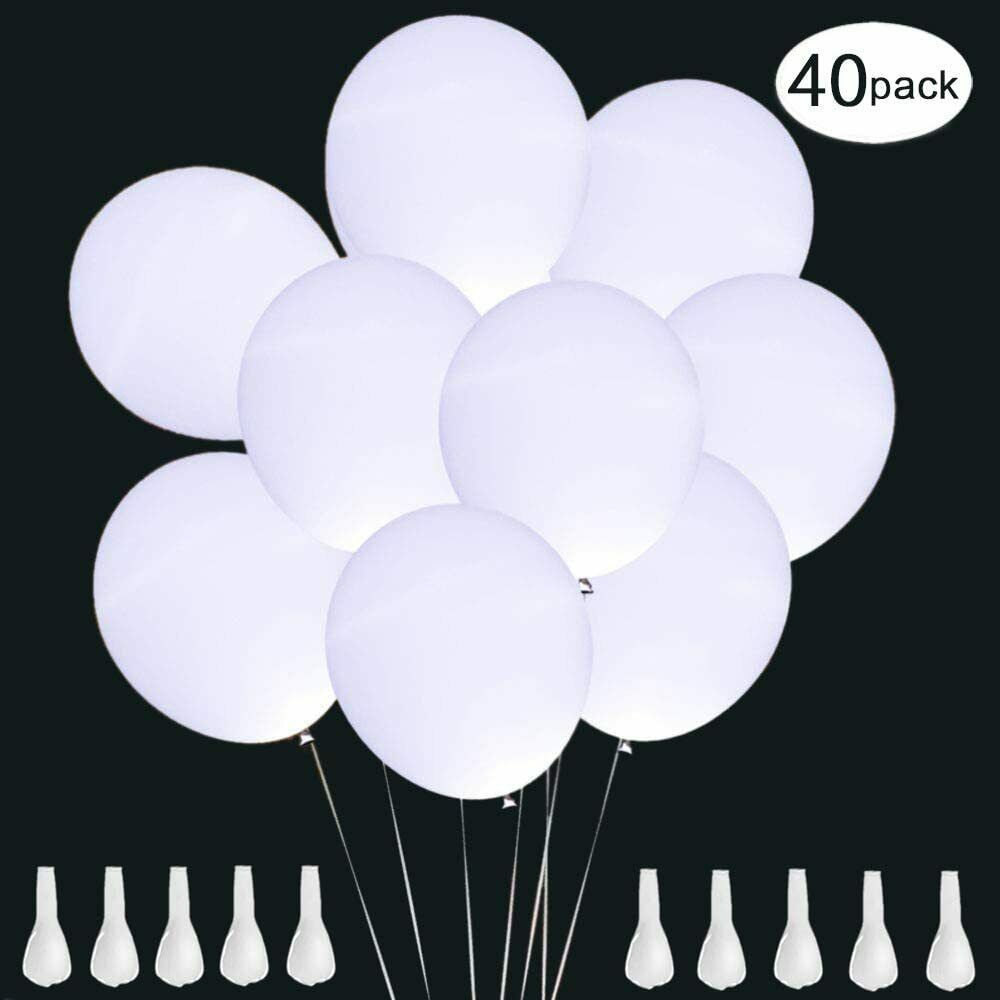 LED Luftballons Weiß, 40 Stücke Luftballons Hochzeit LED Leuchtende Luftballons