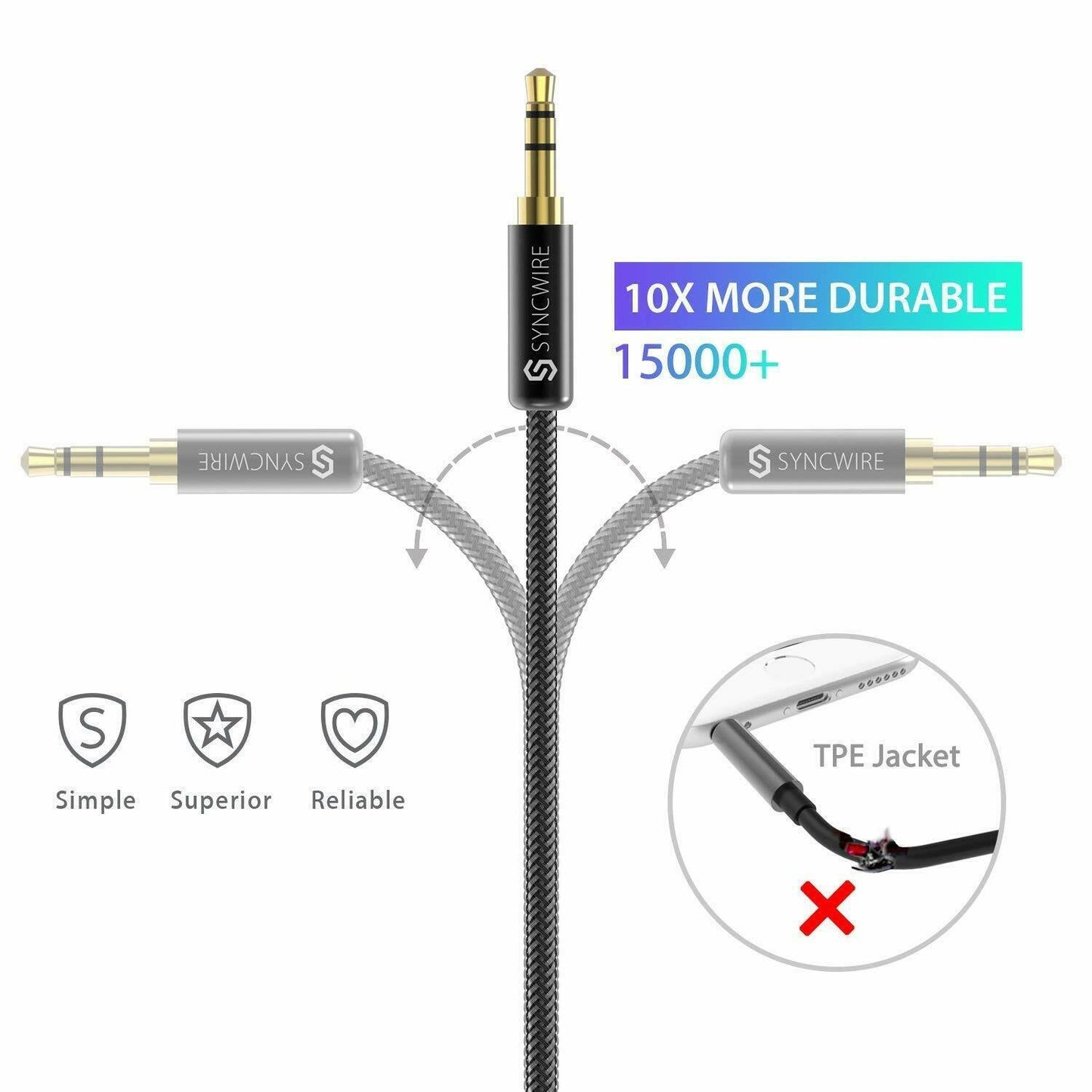 Syncwire Aux Kabel 3.5mm Audio Kabel - 1m Klinkenkabel