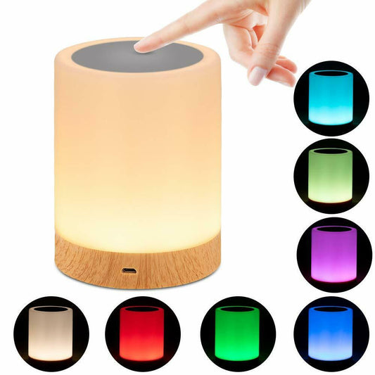 Nachttischlampe, LED Nachtlampe mit Dimmer 360° Berührungssensor USB Aufladbar