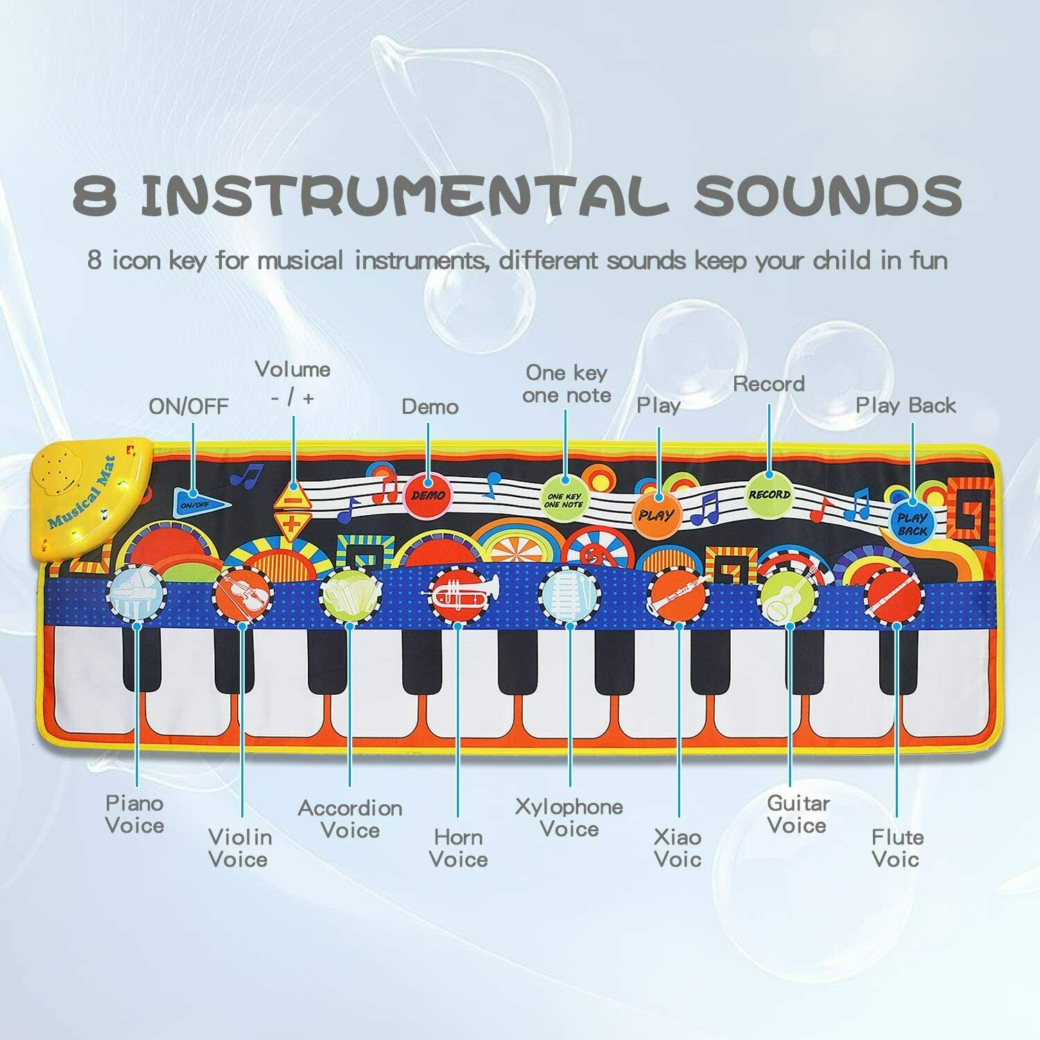 Kinder Spielzeug Piano Matte Keyboard Matte Klaviermatte Tanzmatte 110cm x 36cm