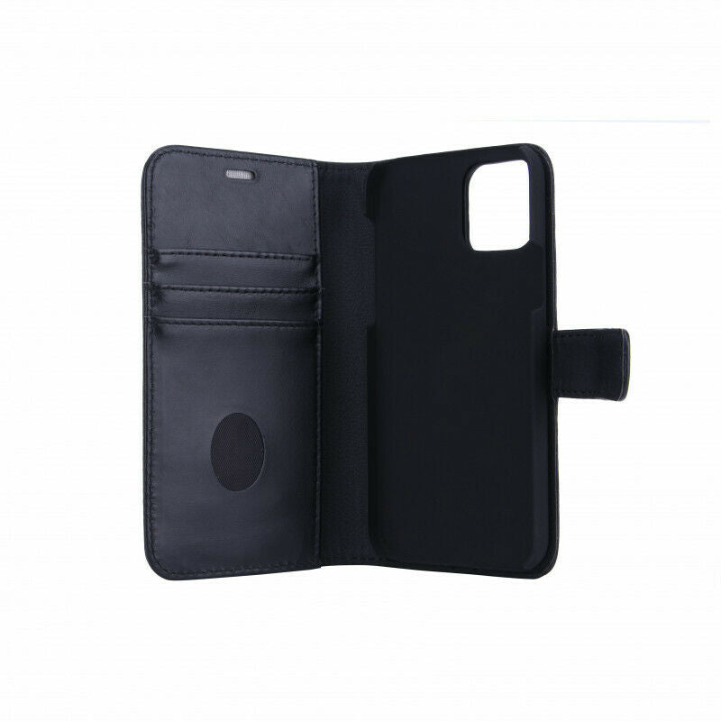 iPhone 12 PRO MAX 2 in 1 Handyhülle Schwarz Echtes Premium Leder Kartenfächer.