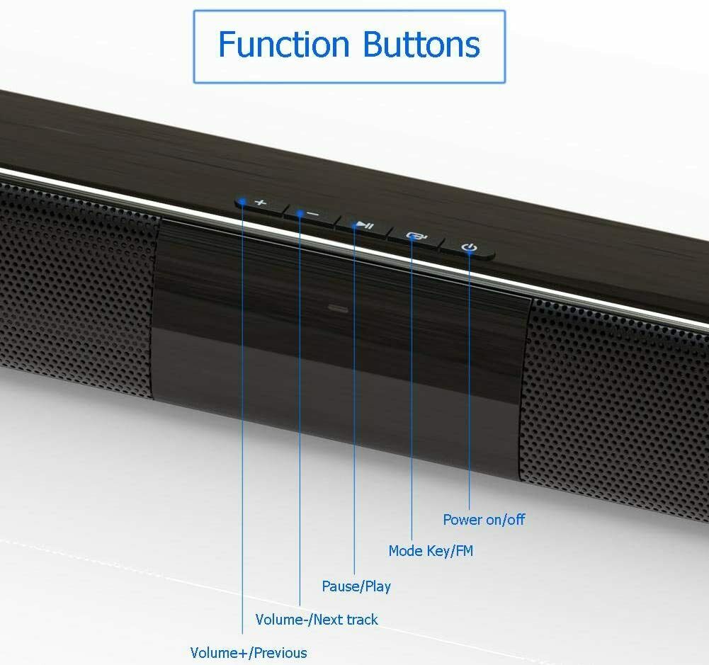 BS-28B Wireless Bluetooth Soundbar Speaker FM Radio 3,5mm AUX TF Lautsprecher