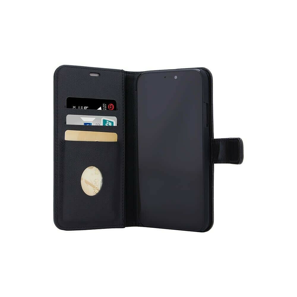 iPhone 12 PRO MAX 2 in 1 Handyhülle Schwarz Echtes Premium Leder Kartenfächer.