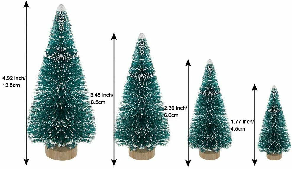 35 Stück Künstlicher Weihnachtsbaum, Mini Grün Tannenbaum, 4.5/6.5/8.5/12.5cm