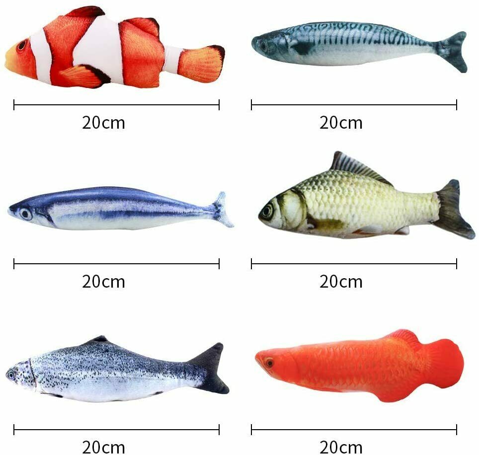 Spielzeug mit Katzenminze 6PCS Katzenspielzeug Fisch Interaktive Spielzeug 20cm