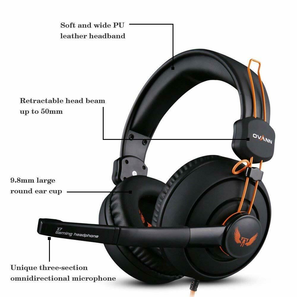 OVANN X7 Gaming Kopfhörer Deep Bass Stereo Headset Kopfhörer für PC MAC Laptop