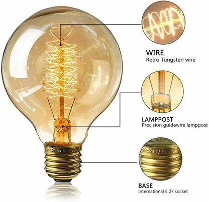 Vintage Glühbirne 6 Stück Globe Glühlampe Retro Glühbirne Warmweiß E27 40W