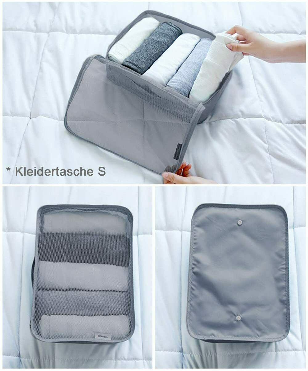 Packtaschen für Koffer 6-teilig Kleidertasche (Schwarzblau - 6er Set)
