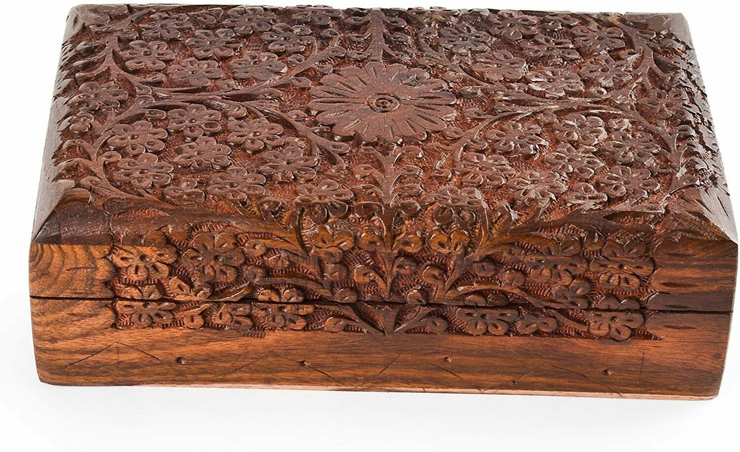Rusticity® Holzschmuckschatulle Organizer Dekorativ | Handgefertigt | (8x5 Zoll)