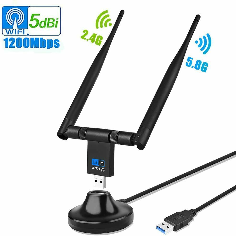 WiFi Adapter, WLAN Stick 1200 Mbit/s DualBand Wireless 5GHz 867Mbps/2.4GHz 300Mb