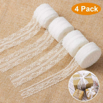 40 Meter Spitzenband Weiß Vintage Spitzenbordüre Geschenkband Spitze (4 Rolls)