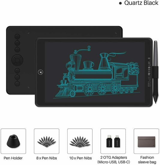 HUION Inspiroy Ink H320M (Schwarz) Grafiktablett mit Mehrzweckfunktion + Cover