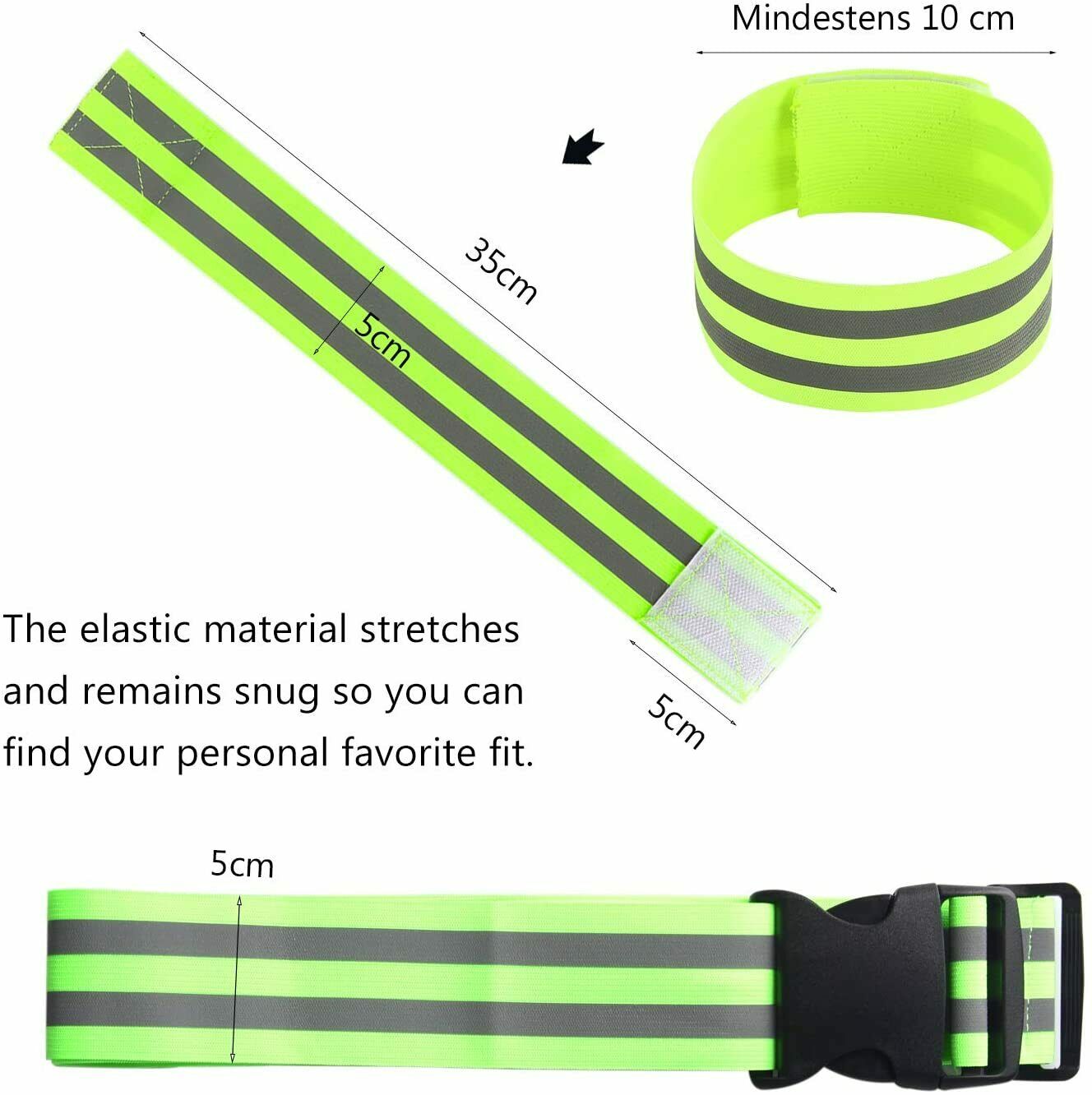Reflektorband Gürtel Armband Knöchelbänder Elastisch für Joggen Radfahren Laufen
