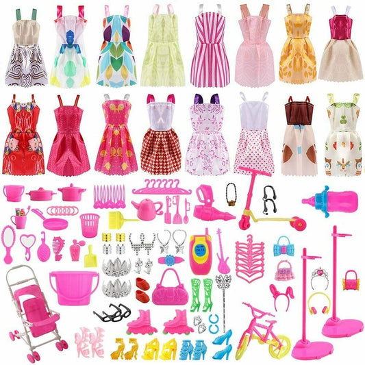Puppenkleidung / Kleidung + Zubehör - Geeignet für Barbie ( Set 130 Stück )