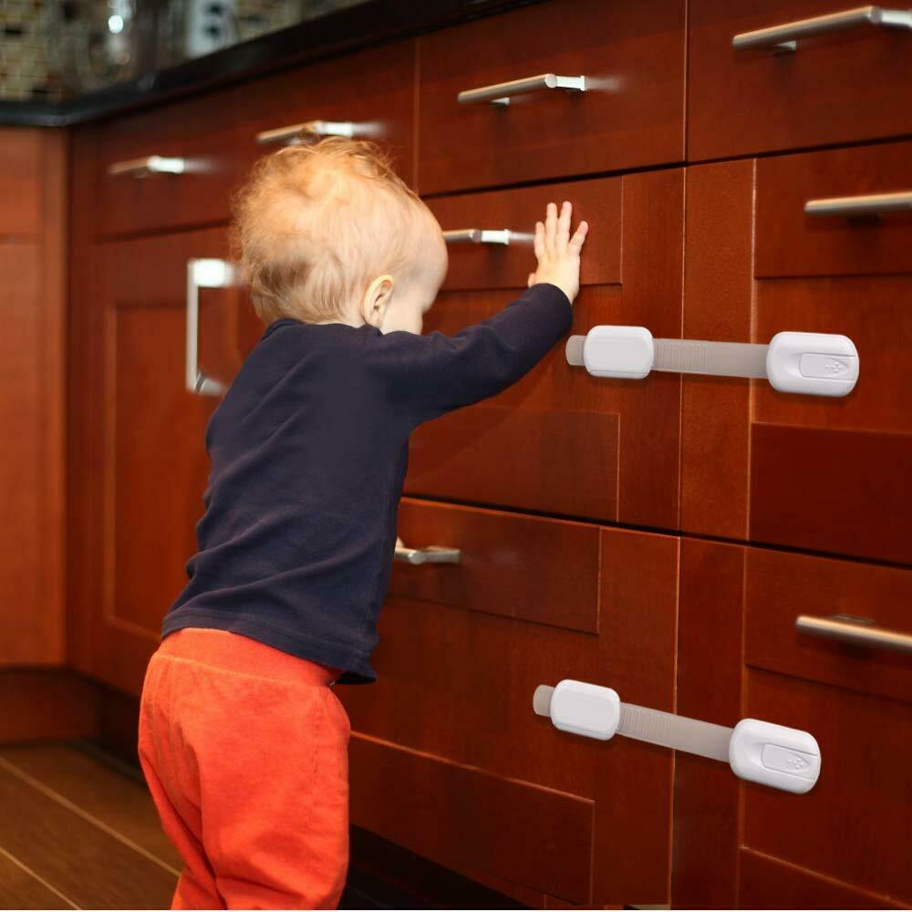 8x Baby Sicherheit Kindersicherung Verstellbare Länge Kleben Sicherheitsschlösse