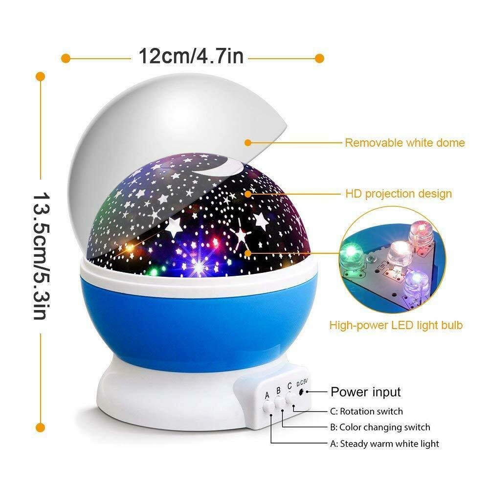 Sternenhimmel Projektor, Sunnest baby Nachtlicht LED 360° Rotierend Projektions