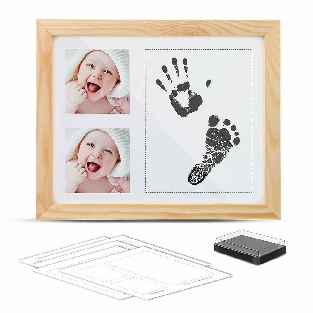 Baby Handabdruck und Fußabdruck Fotorahmen Set mit Ungiftigen Stempelkisse
