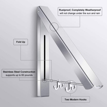 Klappbar Wand Kleiderständer,Kleiderhaken Kleiderlüfter (2 pcs Weiß )
