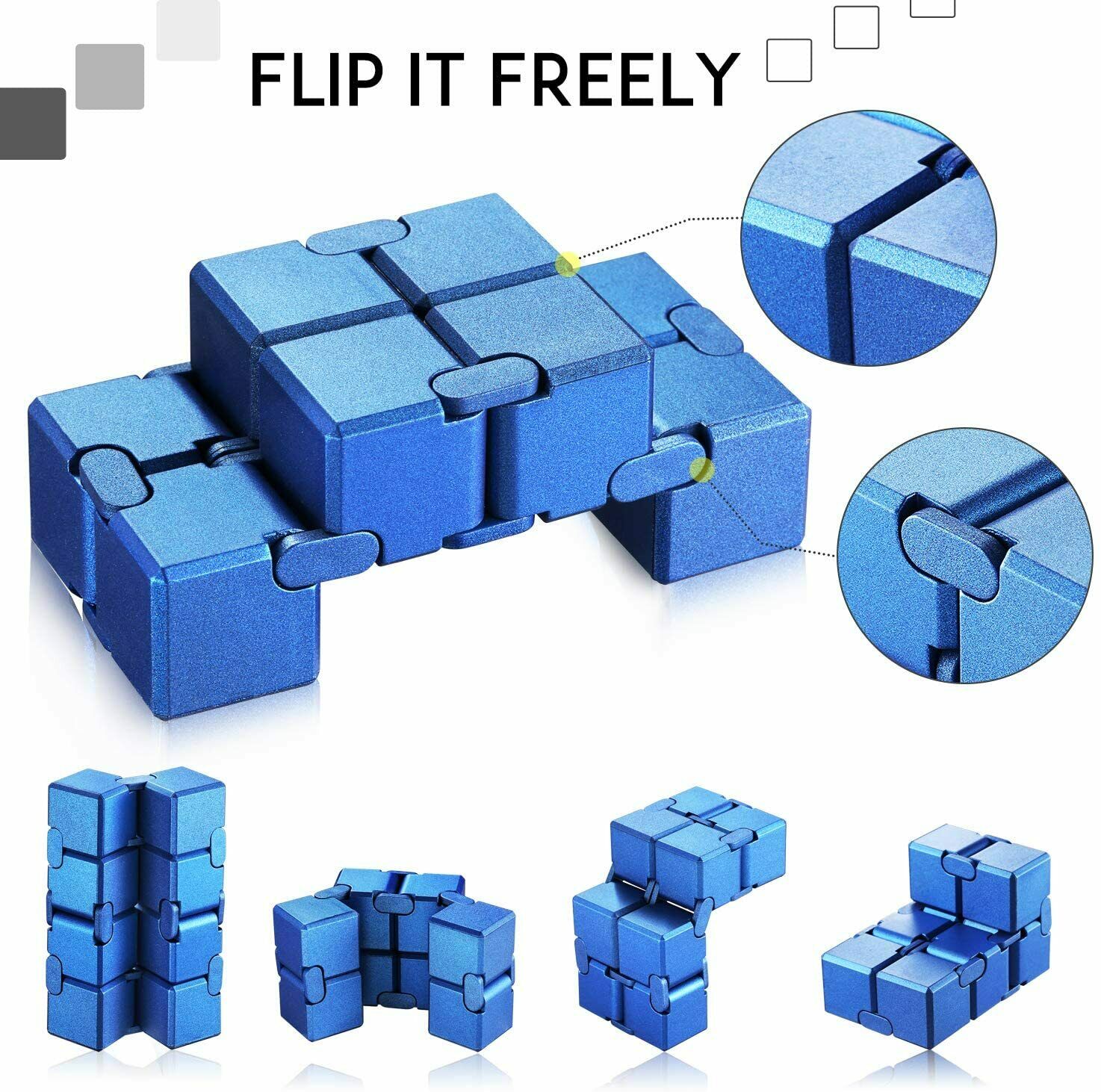 Infinity Cube Unendlicher Würfel Spielzeug Magic Unendlicher Flip Würfel (Blau)