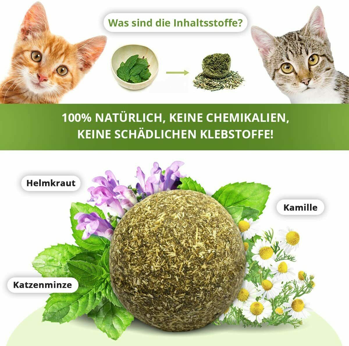 3x Katzenminze Ball, Katzenspielzeug, Fördert den natürlichen Spieltrieb