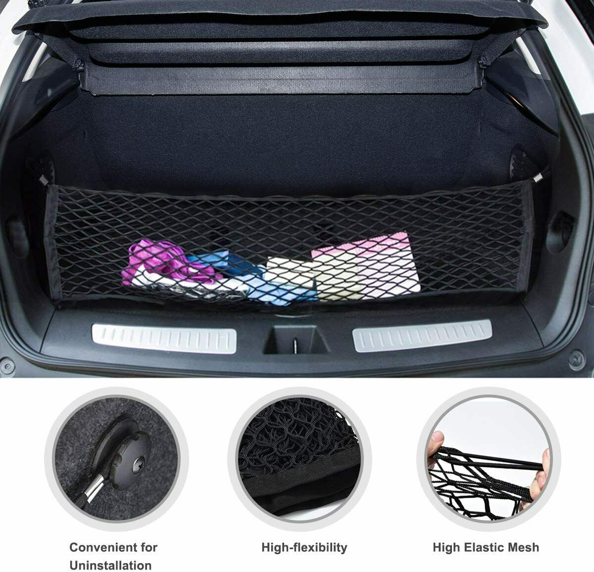 Auto Netztasche Klett Organizer Kofferraumtasche Ablagenetz KFZ PKW Stretch Fach