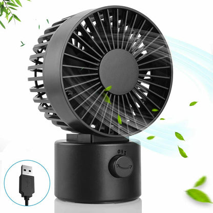 USB Ventilator Doppelblatt Ultra Leise Mini Tischventilator Lüfter Schwarz