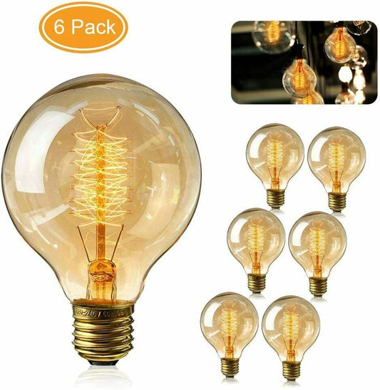 Vintage Glühbirne 6 Stück Globe Glühlampe Retro Glühbirne Warmweiß E27 40W