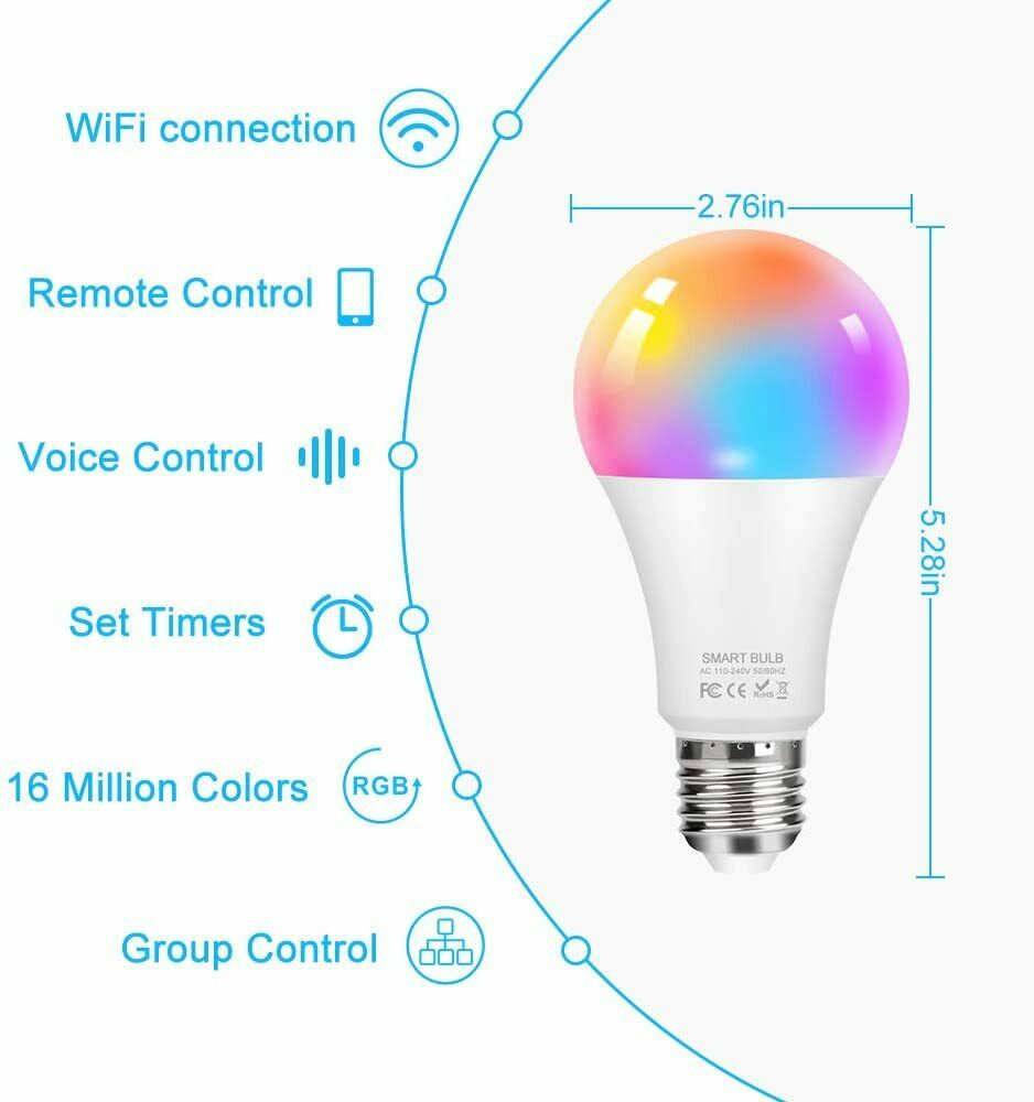 Smart LED Lampe, mixigoo 2 Stück WLAN Glühbirne Dimmbare E27 Birne 10W 950 Lumen