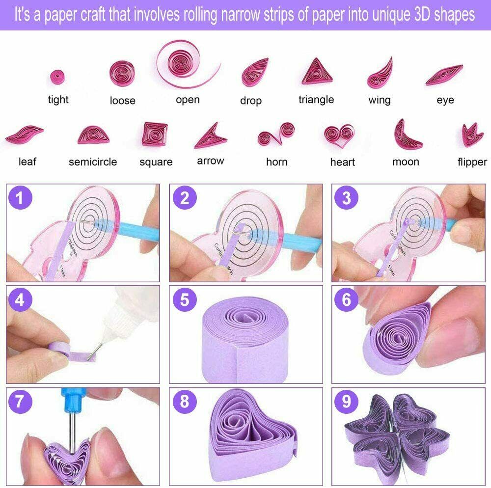 Papier Quilling Kits 600 Strips Bunte Farben Quillingpapier Papierstreifen Set