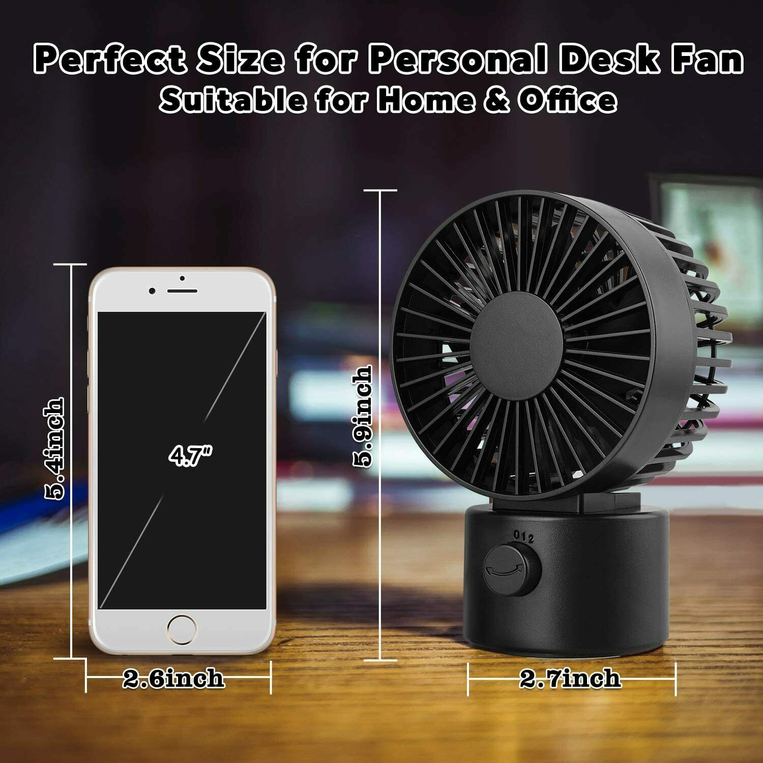 USB Ventilator Doppelblatt Ultra Leise Mini Tischventilator Lüfter Schwarz