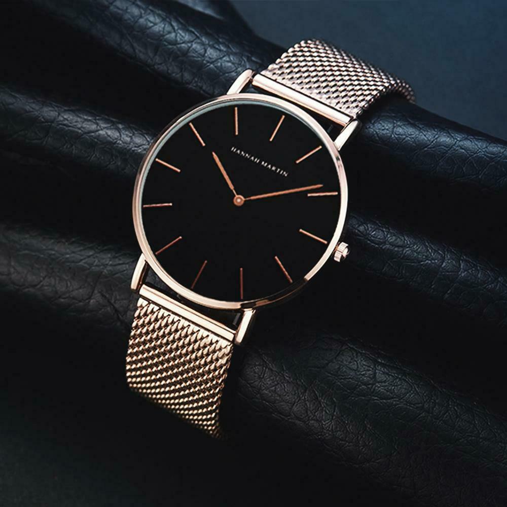 Hannah Martin Damen Uhren Analog Quarz Edelstahl Wasserdicht Mesh Ultradünne ...