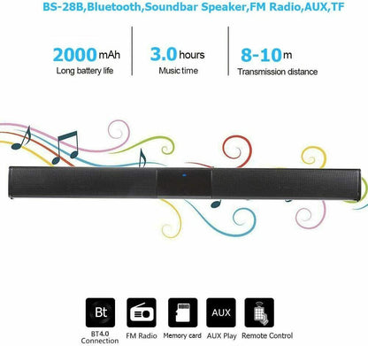 BS-28B Wireless Bluetooth Soundbar Speaker FM Radio 3,5mm AUX TF Lautsprecher