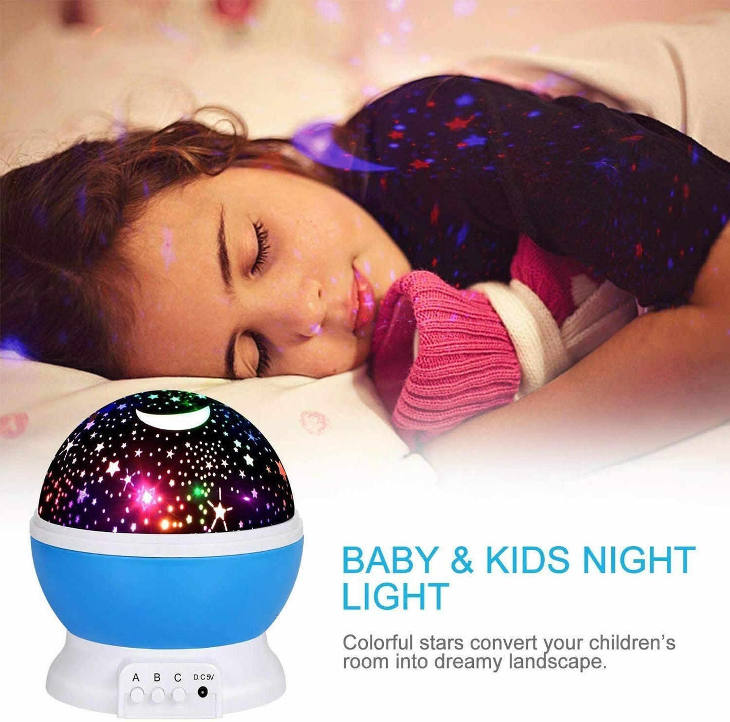 Sternenhimmel Projektor, Sunnest baby Nachtlicht LED 360° Rotierend Projektions