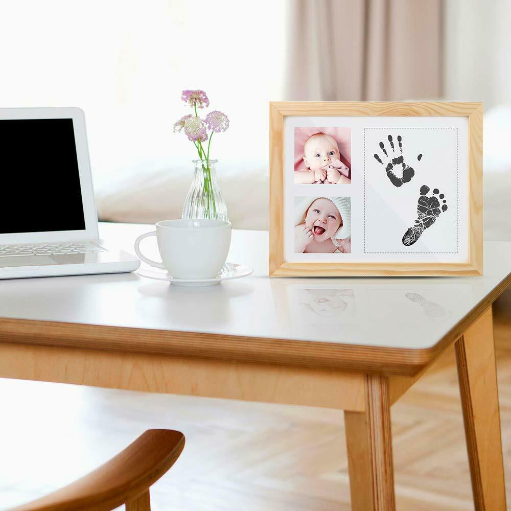 Baby Handabdruck und Fußabdruck Fotorahmen Set mit Ungiftigen Stempelkisse