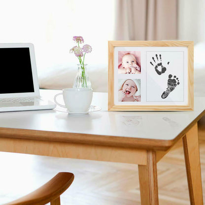 Baby Handabdruck und Fußabdruck Fotorahmen Set mit Ungiftigen Stempelkisse