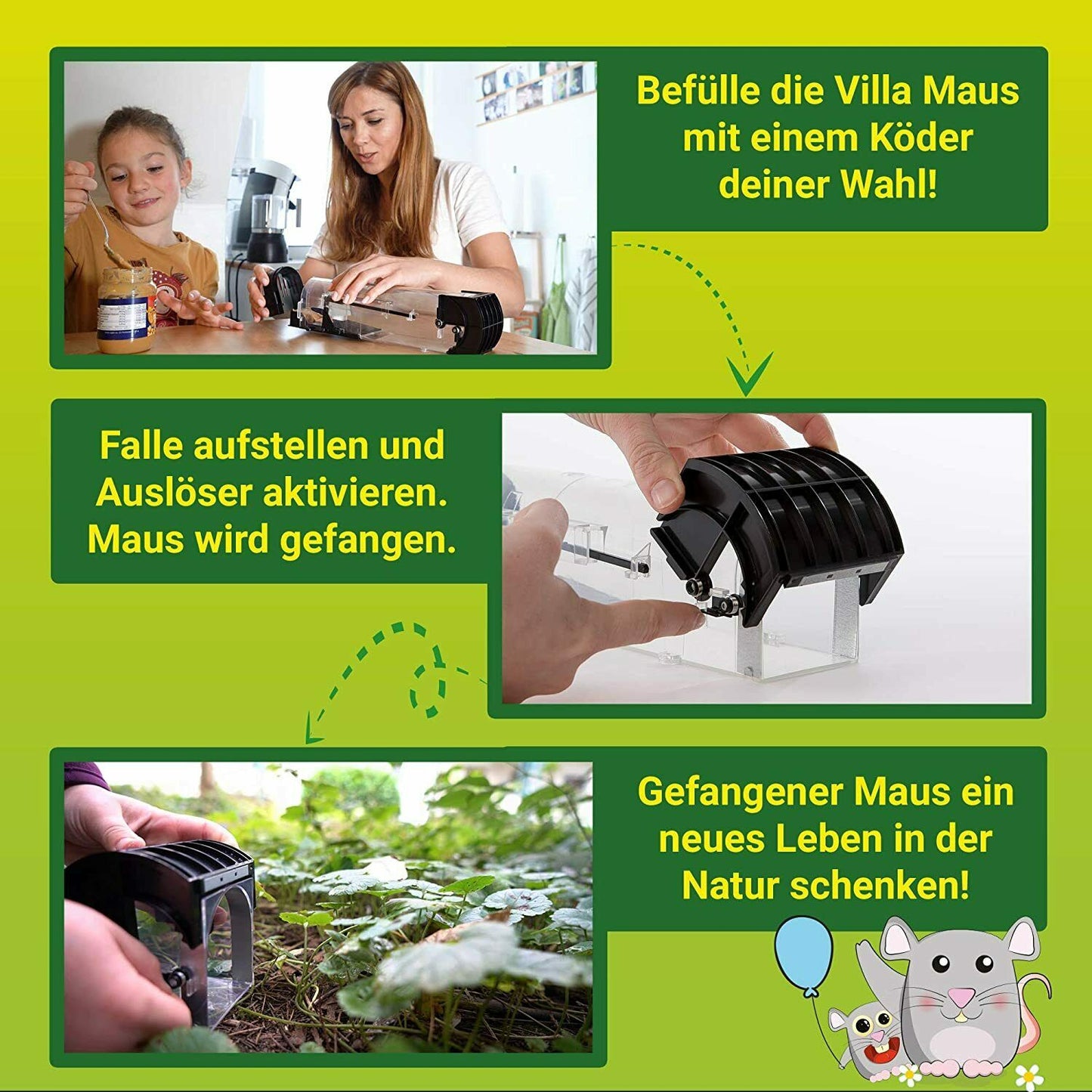 Mausefalle Lebend, Die tierfreundliche Lebendfalle Rattenfalle (2er Pack)