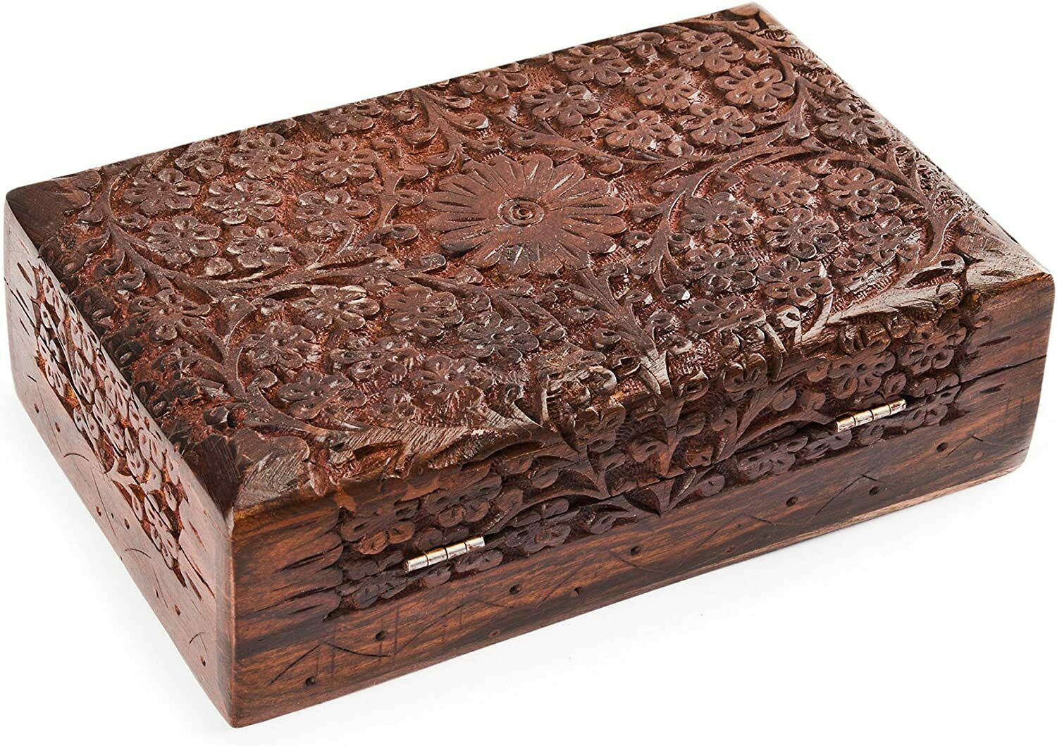 Rusticity® Holzschmuckschatulle Organizer Dekorativ | Handgefertigt | (8x5 Zoll)