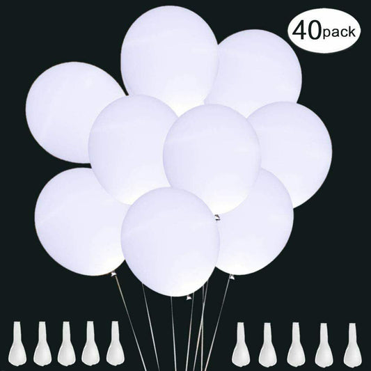 LED Luftballons Weiß, 40 Stücke Luftballons Hochzeit LED Leuchtende Luftballons