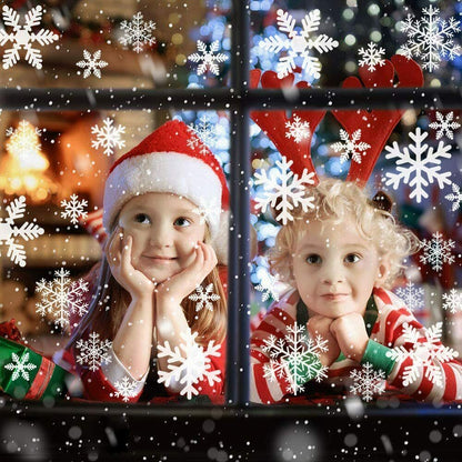135 Stück Fensterdeko PVC Schneeflocken Fensterbilder Weihnachtssticker Weiß