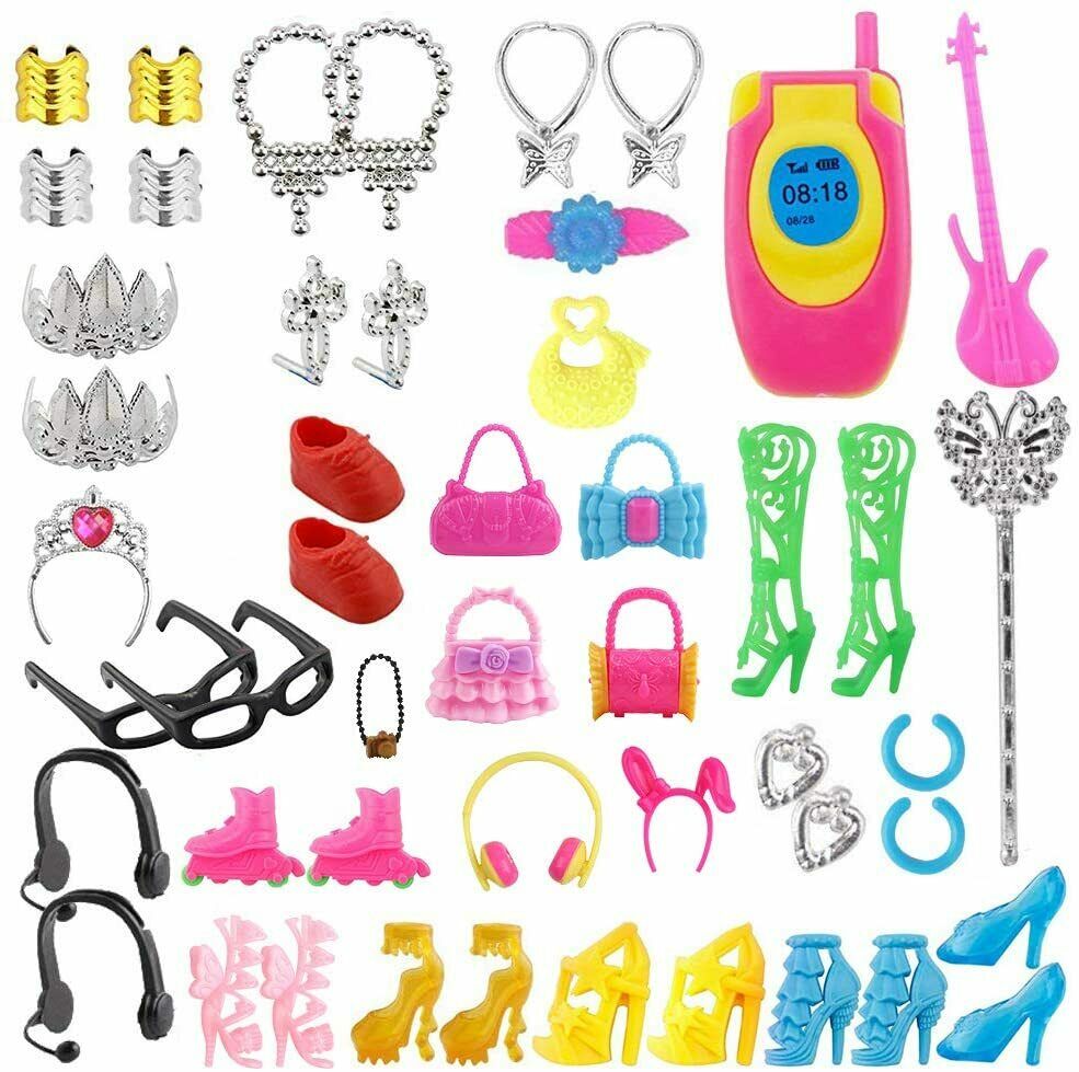 Puppenkleidung / Kleidung + Zubehör - Geeignet für Barbie ( Set 130 Stück )