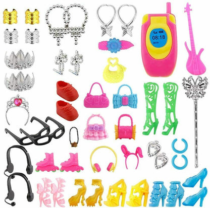 Puppenkleidung / Kleidung + Zubehör - Geeignet für Barbie ( Set 130 Stück )