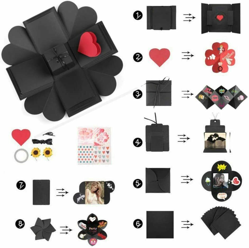 Kreative Überraschung Explosion Box, Explosion Gift Box Faltendes Fotoalbum DIY