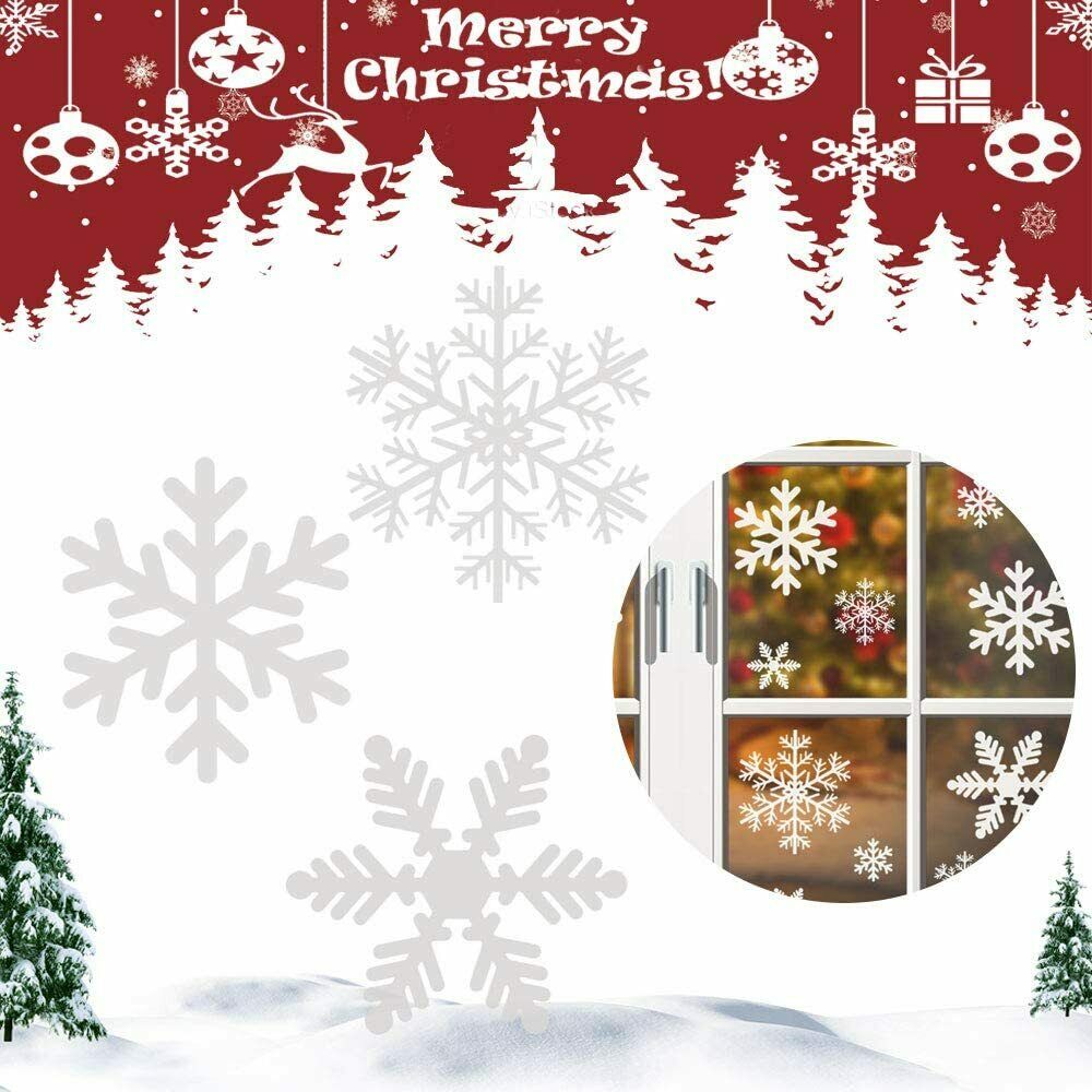 135 Stück Fensterdeko PVC Schneeflocken Fensterbilder Weihnachtssticker Weiß