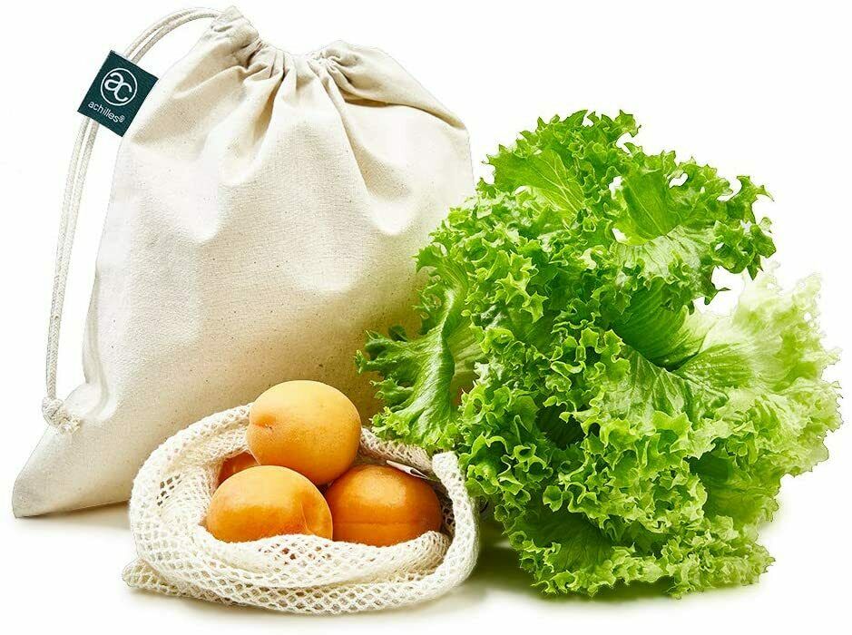 6er Set Obst- und Gemüsebeutel 100% Obst-Beutel Gemüse-Netz mit Gewichtsangabe