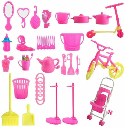 Puppenkleidung / Kleidung + Zubehör - Geeignet für Barbie ( Set 130 Stück )
