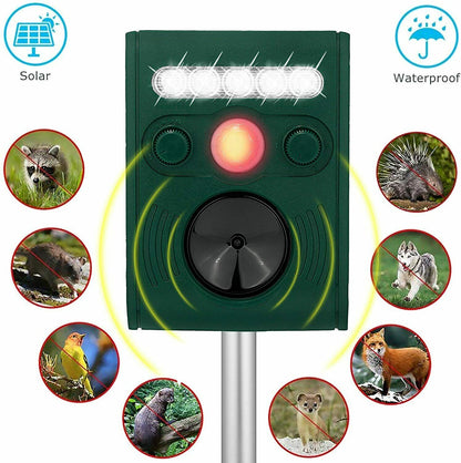 Solar Power Animal Repeller-ultrasonic sound mit Bewegungsmelder,Blitz,Aufstellp