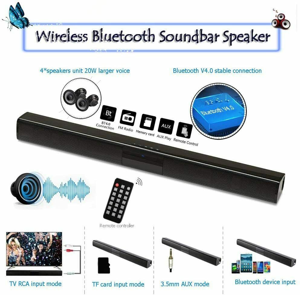 BS-28B Wireless Bluetooth Soundbar Speaker FM Radio 3,5mm AUX TF Lautsprecher
