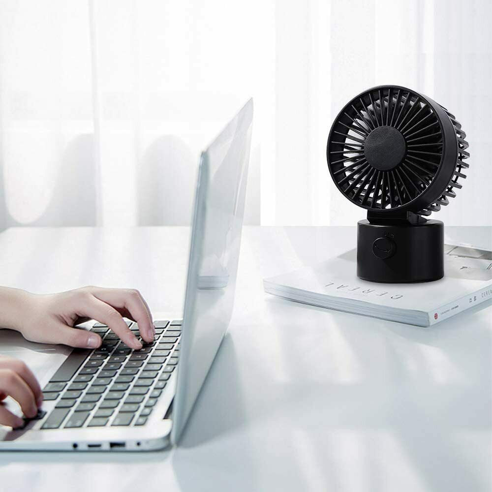 USB Ventilator Doppelblatt Ultra Leise Mini Tischventilator Lüfter Schwarz
