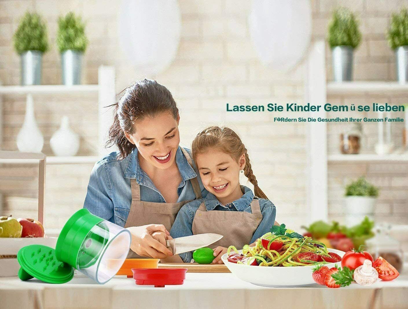Spiralschneider Gemüse hobel mit 3-Klingen Gemüse Spiralschneider (Grün)